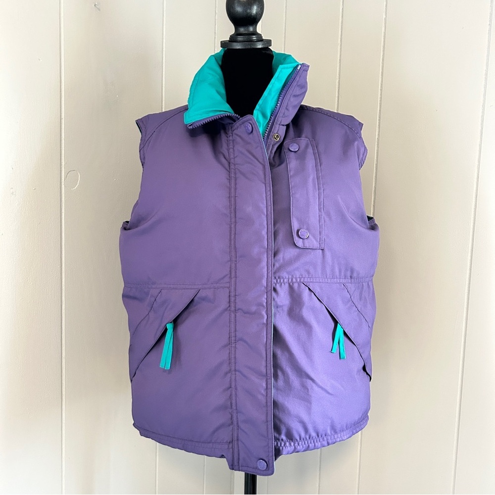 Cabela’s Women’s Vintage Puffer Vest Purple Teal Size Medium - Picture 2 of 9